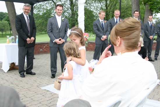 Lizzie took her job as senior flower girl very seriously, guiding Susie all the way.