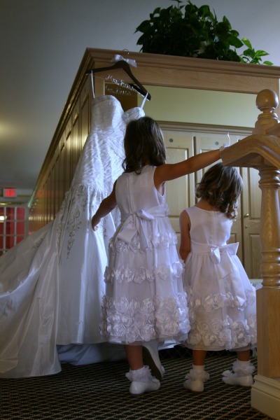 admiring Bailey's dress