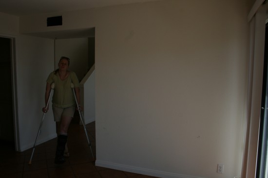 Me in pain.  This wall of the family room backs up to the fireplace wall of the living room, sortof like our current set-up.