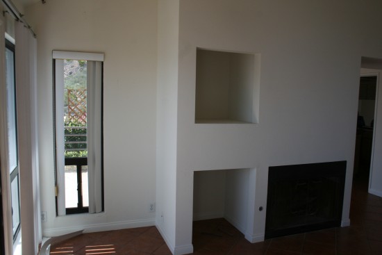 living room from the accent wall.  Not sure what to do with that alcove.  Again, windows?