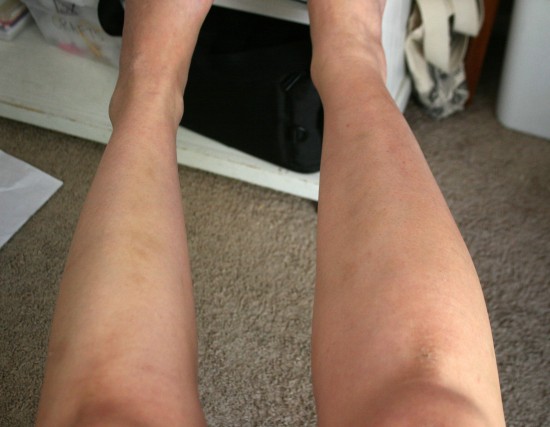 One of these is not like the other.  And notice all the lovely callouses on my knees from all the kneeling I've been doing this summer! 